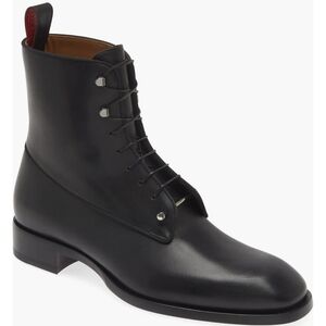 NIB Christian Louboutin Chambeliboot Flat Piercing Calf Black Lace-Up Bo…